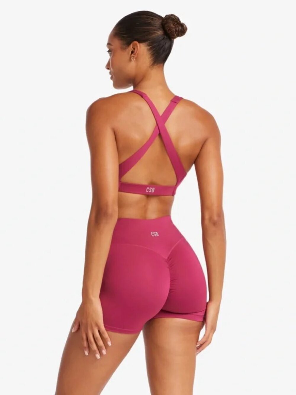 CSB x iluvsarahii Serenity Motion Crop & Scrunch Shorts SET - Berry - Size S/M